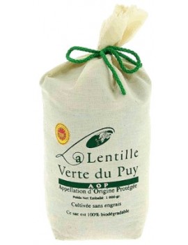 Lentilles vertes AOP du Puy en sac tissu 1 kg la brûlerie le Puy en Velay