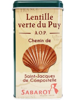 Lentilles vertes du Puy en boite métallique Sabarot 500 grs saint jacques de compostelle